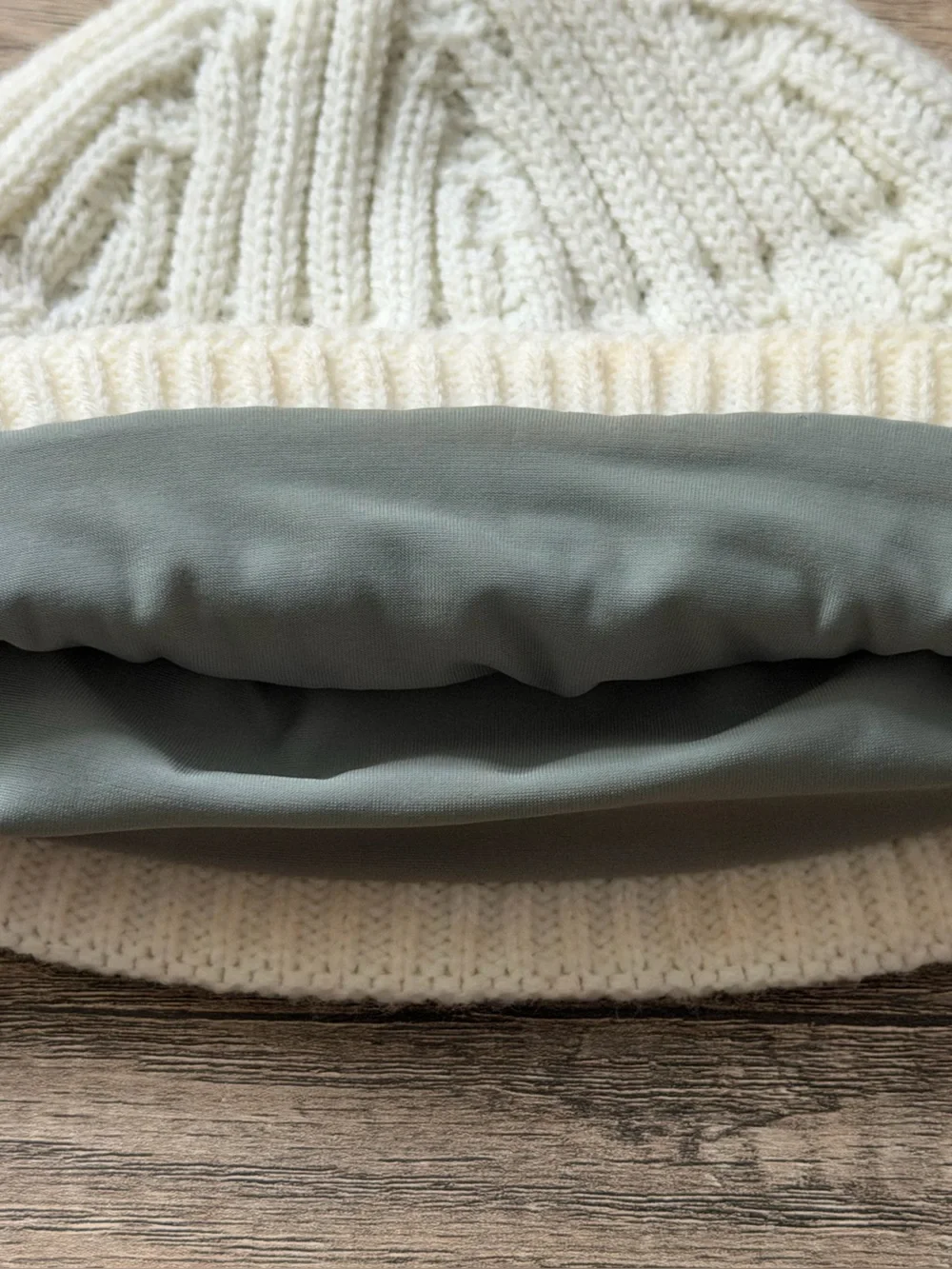 Under Armour Kids Cream Cable Knit Beanie with Embroidered Logo